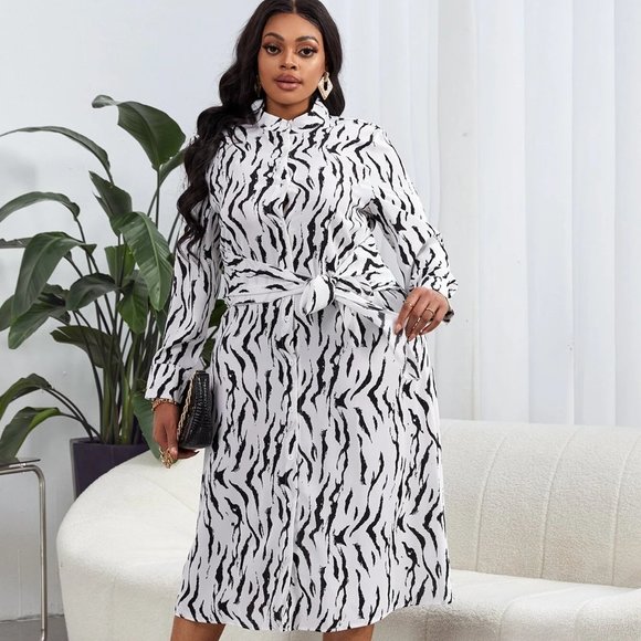 Shein Zebra Striped Knot Front Shirt 